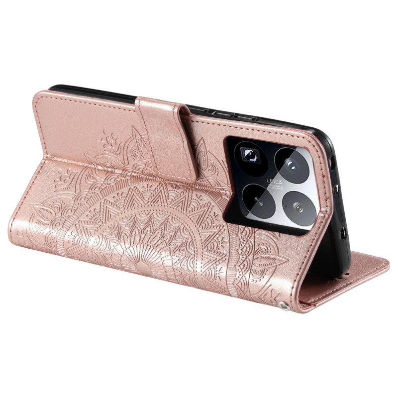 Leren Hoesje Voor Xiaomi 15 Pro Sleutelkoord Met Zonmandala