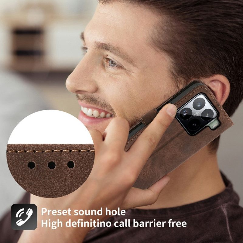 Leren Hoesje Voor Xiaomi 15 Pro Suède-effect Bloemenpatroon Met Bandje En Schouderriem