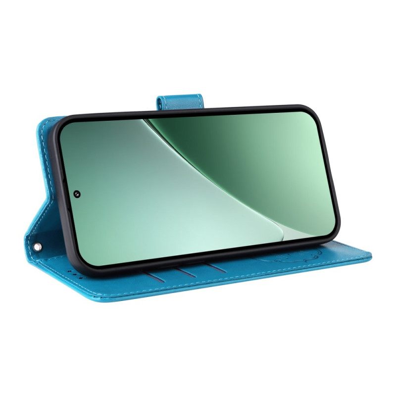 Leren Hoesje Voor Xiaomi 15 Pro Vlinders En Bloemen