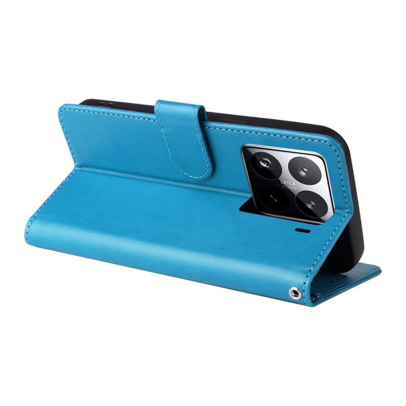 Leren Hoesje Voor Xiaomi 15 Pro Vlinders En Bloemen