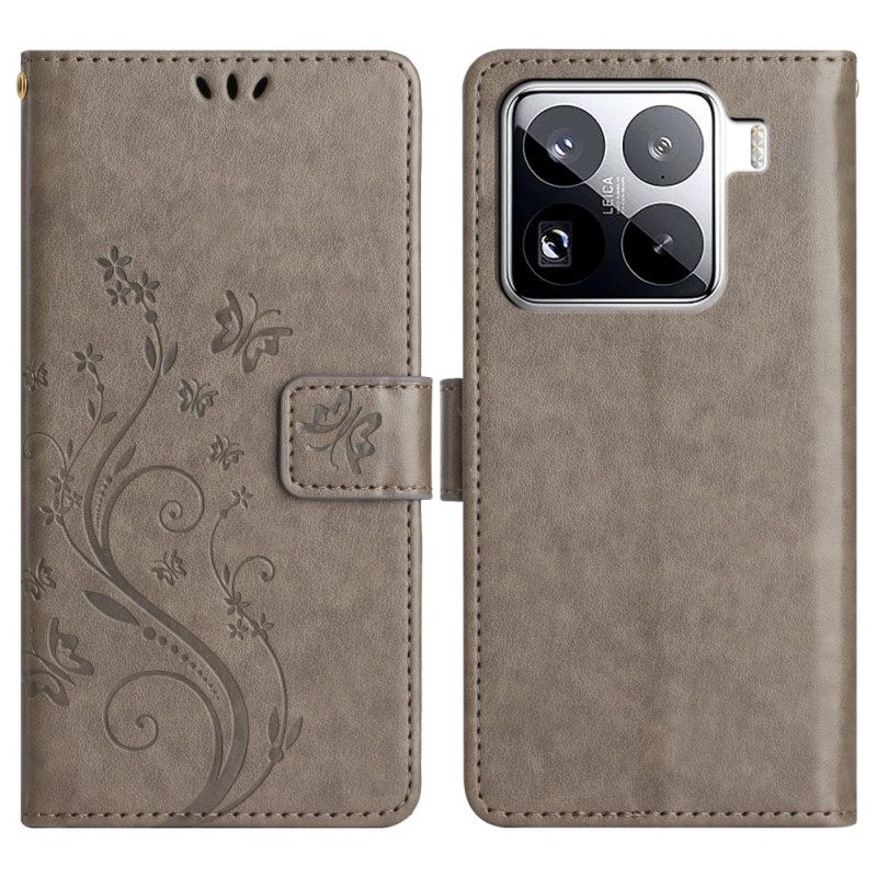 Leren Hoesje Xiaomi 15 Pro Bloemen Bescherming Hoesje