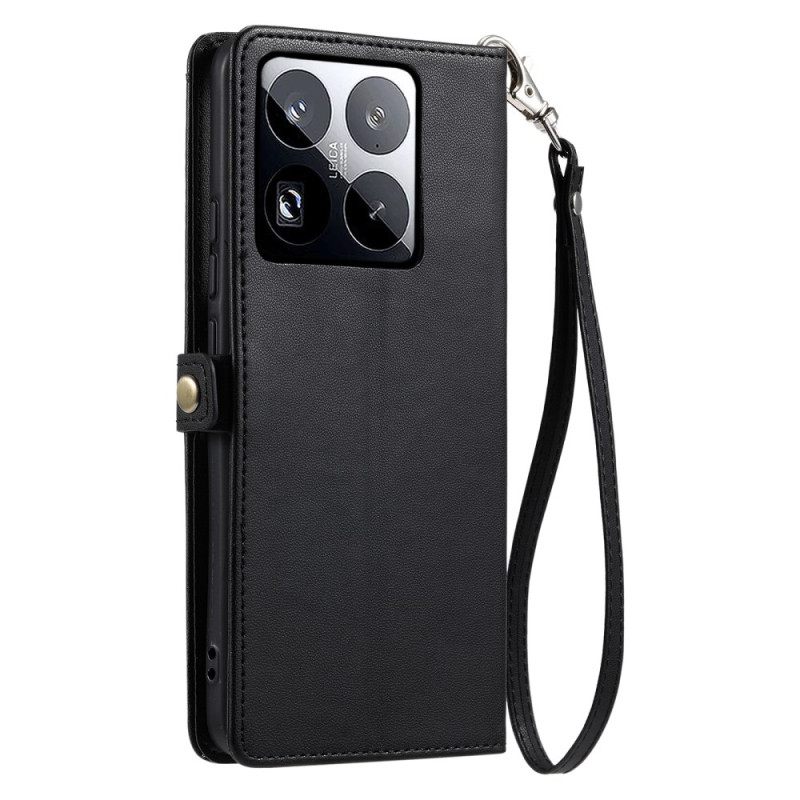 Leren Hoesje Xiaomi 15 Pro Clutch-model Met Bandje En Schouderband Bescherming Hoesje