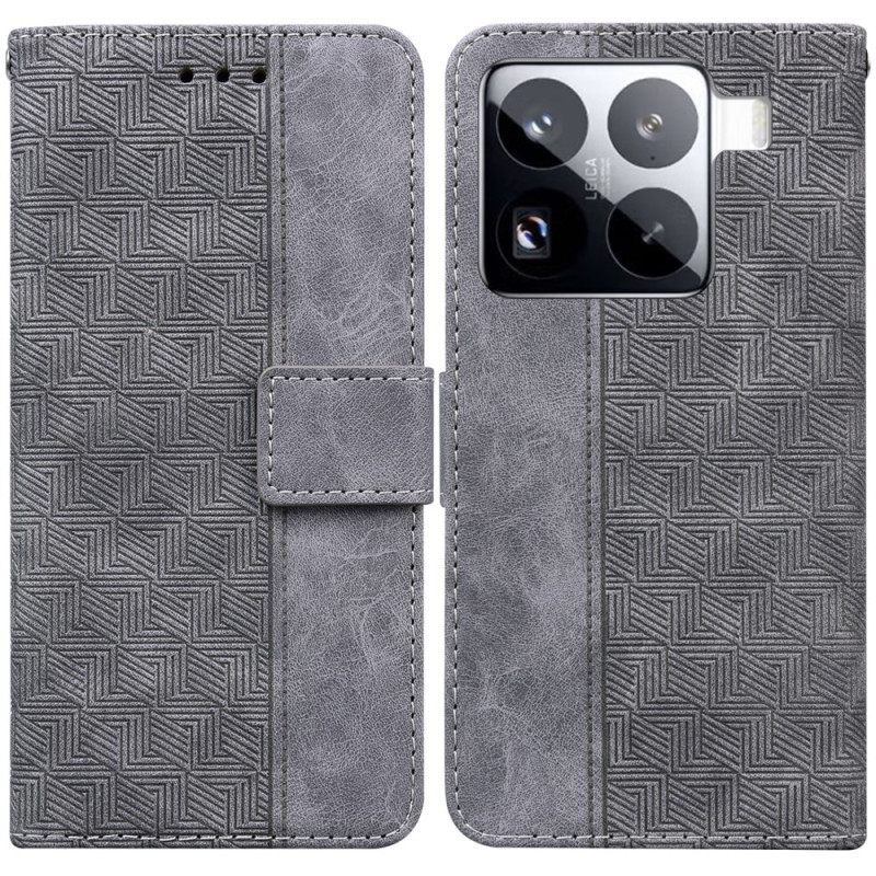 Leren Hoesje Xiaomi 15 Pro Geweven Patroon Bescherming Hoesje