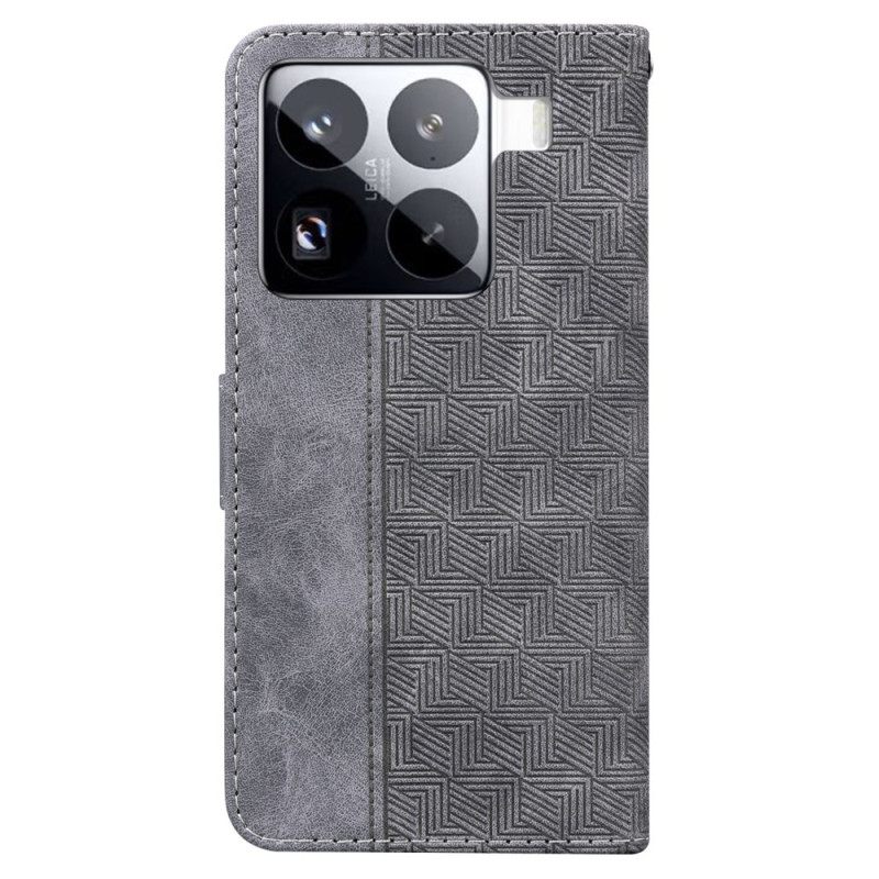 Leren Hoesje Xiaomi 15 Pro Geweven Patroon Bescherming Hoesje