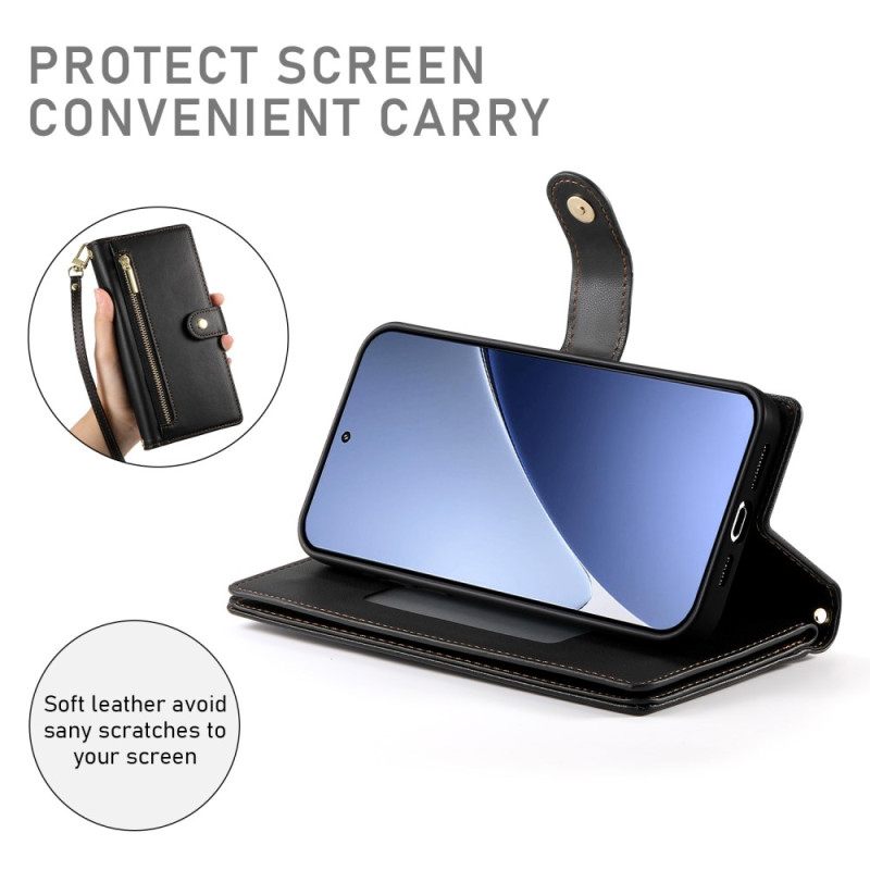 Leren Hoesje Xiaomi 15 Pro Portemonnee Met Riem En Schouderriem