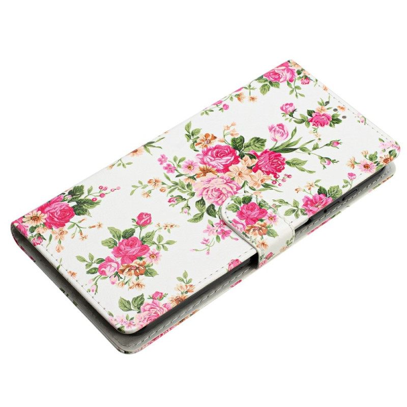 Leren Hoesje Xiaomi 15 Pro Rode Bloemen Bescherming Hoesje