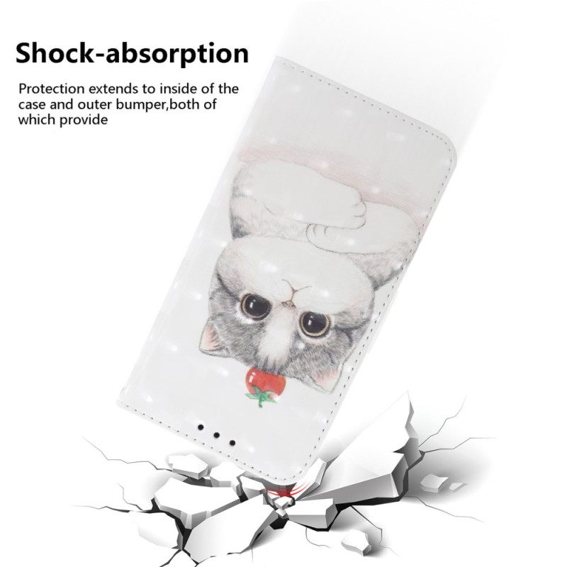 Leren Hoesje Xiaomi 15 Pro Schattig Kattenbandje Bescherming Hoesje