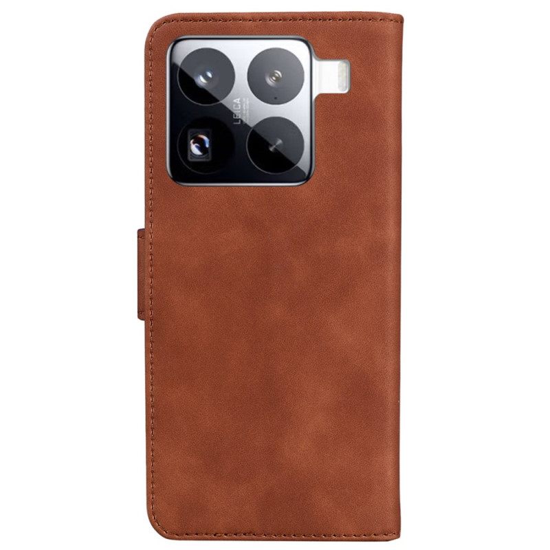 Leren Hoesje Xiaomi 15 Pro Vlinder Suède-effect Bescherming Hoesje