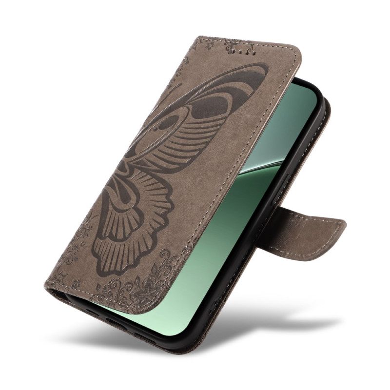 Leren Hoesje Xiaomi 15 Pro Vlinderdesign Bescherming Hoesje