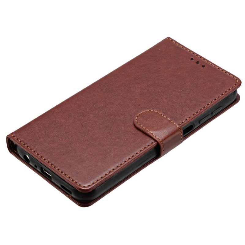 Flip Case Leren Poco X7 5g Effen Kunstleer Met Bandje