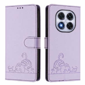 Flip Case Leren Poco X7 5g Rfid-bescherming Met Kattenmotief