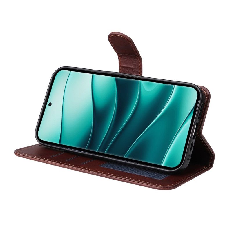 Folio-hoesje Poco X7 5g Effen Leer-effect Met Bandje