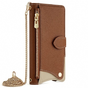 Folio-hoesje Poco X7 5g Telefoonhoesje Portemonnee Met Ketting