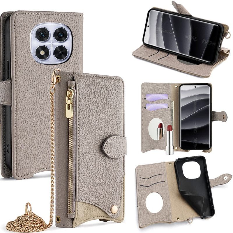 Folio-hoesje Poco X7 5g Telefoonhoesje Portemonnee Met Ketting