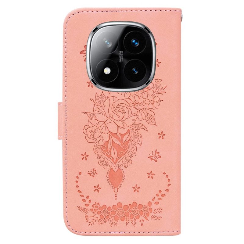 Folio-hoesje Poco X7 5g Telefoonhoesje Roze Suède-look