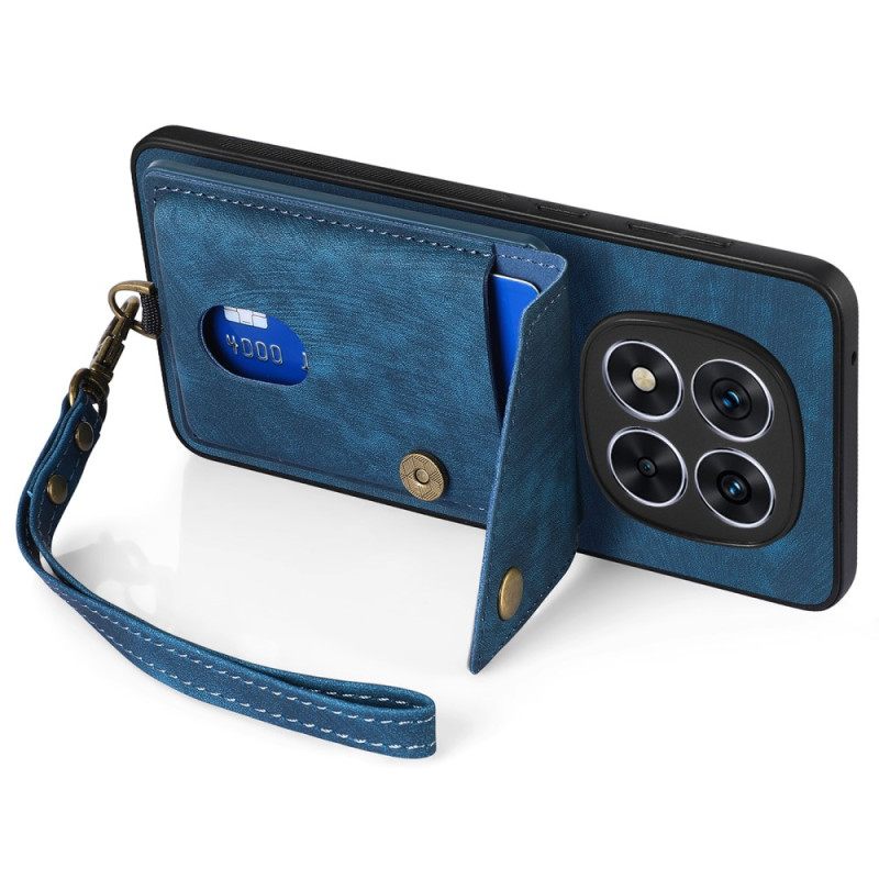 Hoesje Poco X7 5g Kaarthouder En Koord Met Leereffect Bescherming Hoesje