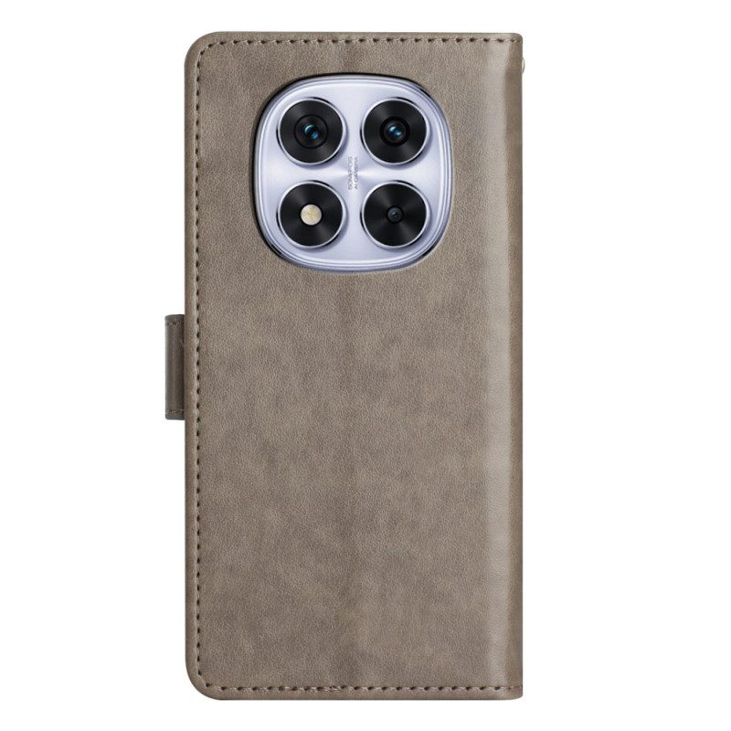 Leren Hoesje Voor Poco X7 5g Bedrukte Vlinders En Bloemen