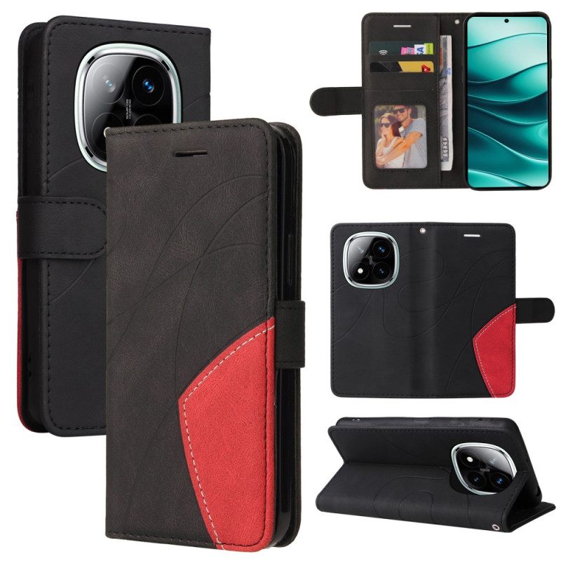 Leren Hoesje Voor Poco X7 5g Tweekleurige Golvende Lijnen