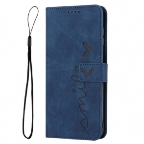 Leren Hoesje voor Motorola Edge 40 Pro Glimlach Met Sleutelkoord