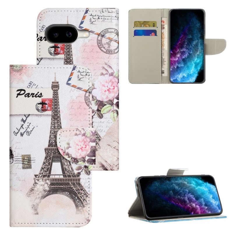 Flip Case Leren Google Pixel 10a Eiffeltoren