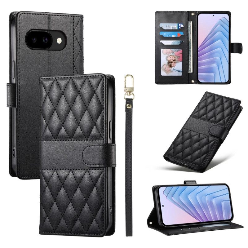 Folio-hoesje Google Pixel 10a Gewatteerde Portemonnee Met Bandjes