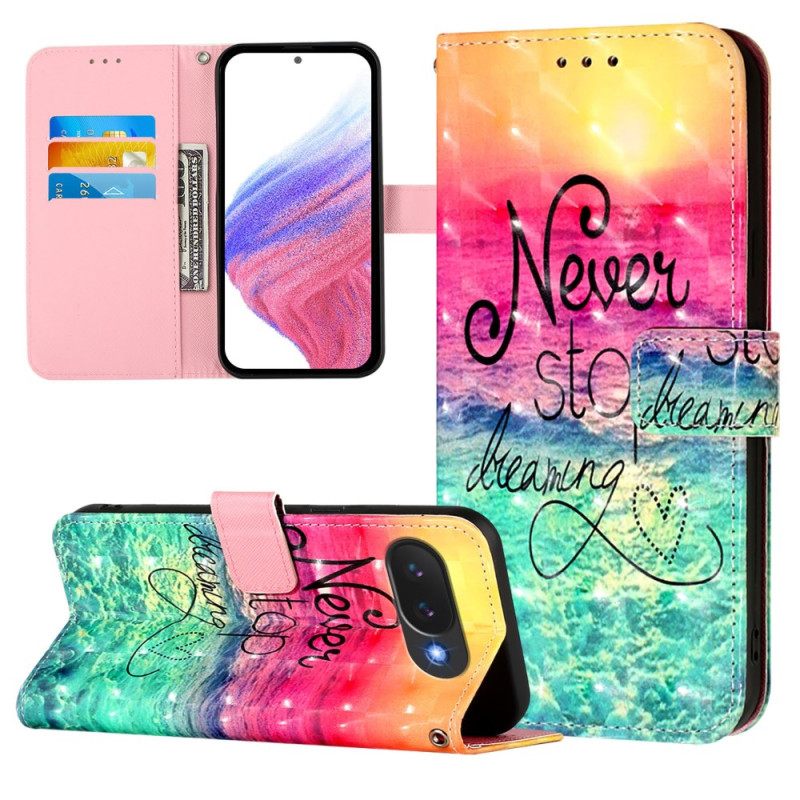 Leren Hoesje Google Pixel 10a Nooit Stoppen Met Dromen Bescherming Hoesje