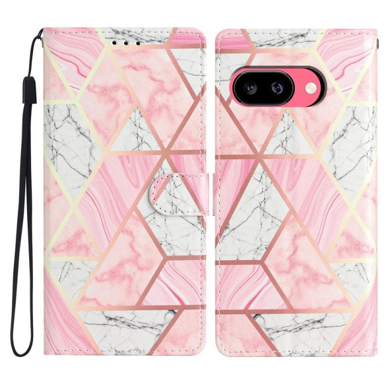 Leren Hoesje Google Pixel 10a Roze Marmer Bescherming Hoesje