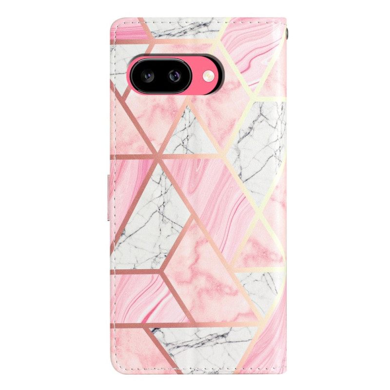Leren Hoesje Google Pixel 10a Roze Marmer Bescherming Hoesje