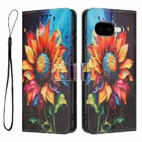 Leren Hoesje Google Pixel 10a Zonnebloempatroon Bescherming Hoesje