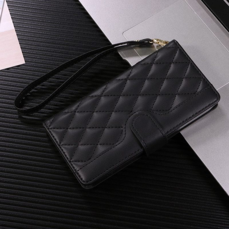 Leren Hoesje Voor Google Pixel 10a Gewatteerde Portemonnee Met Bandje En Schouderband