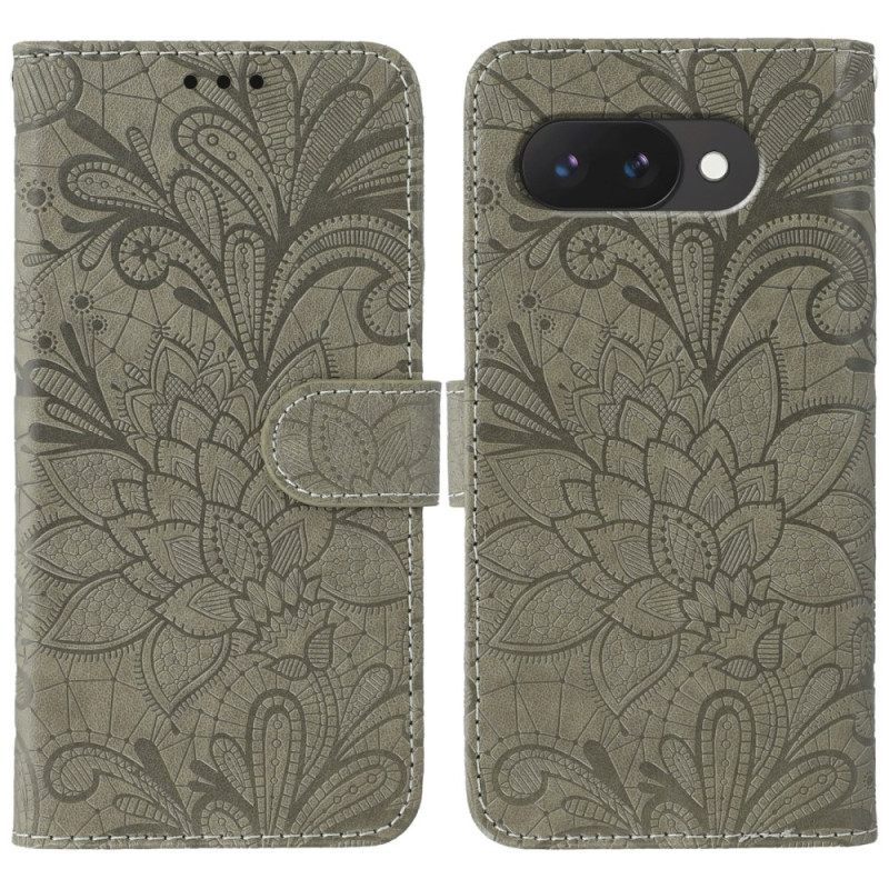 Leren Hoesje Voor Google Pixel 10a Kant Bloemen