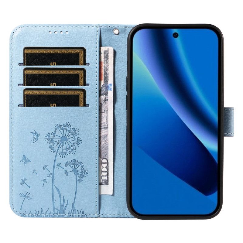 Leren Hoesje Voor Google Pixel 10a Paardenbloempatroon