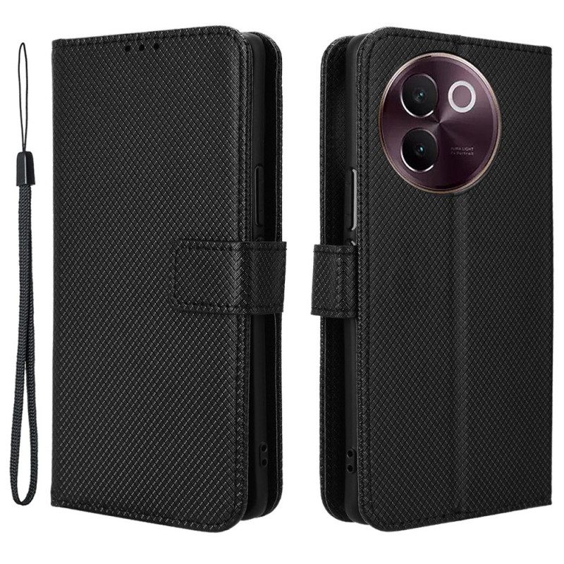 Folio-hoesje Vivo V40 Lite 5g Telefoonhoesje Diamantstructuur