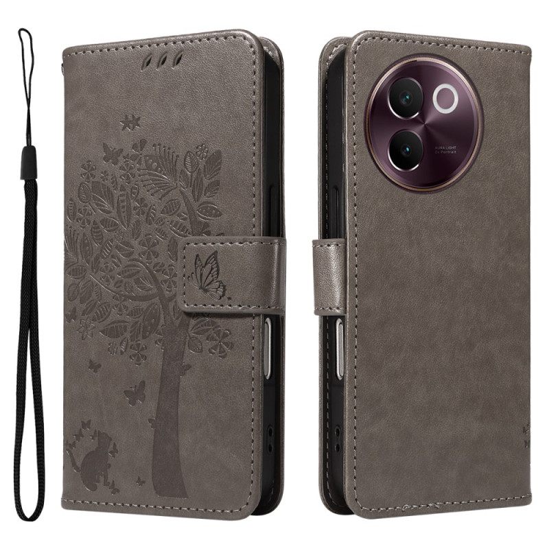 Folio-hoesje Vivo V40 Lite 5g Telefoonhoesje Kat En Boom