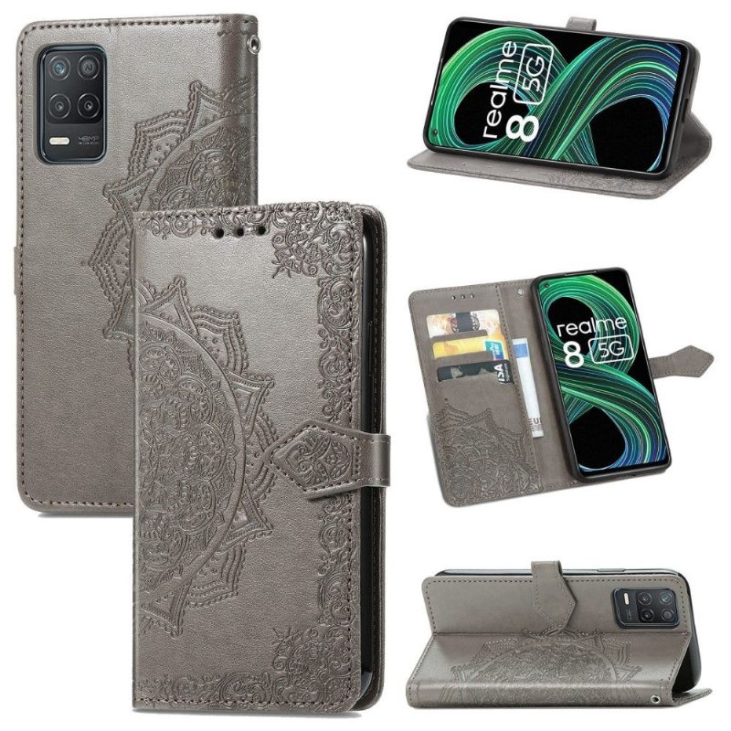 Leren Hoesje voor Realme 8 5G Mandala-reliëf In Kunstleer