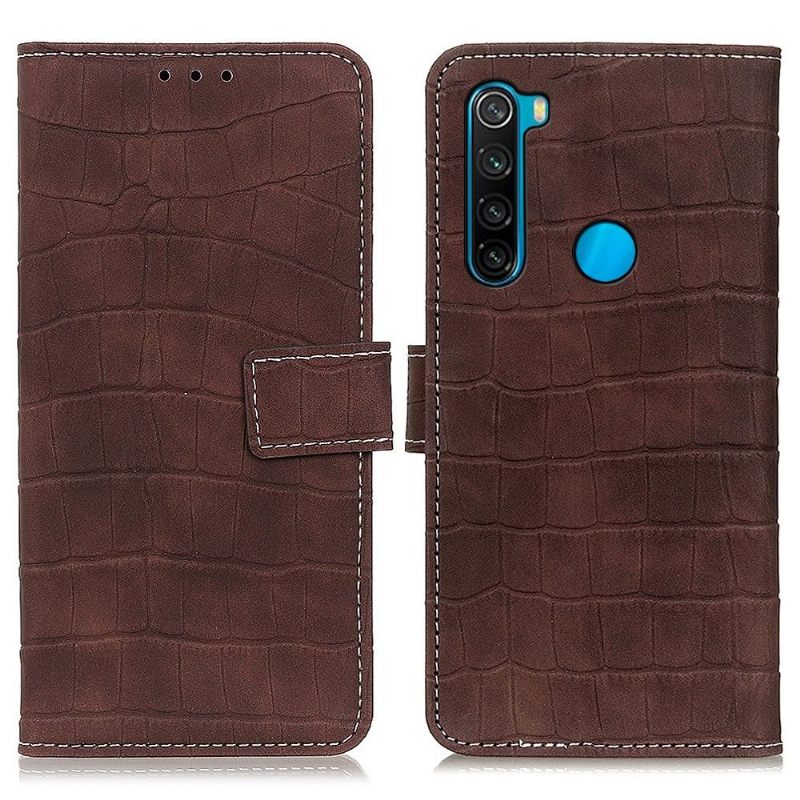 Folio-hoesje voor Xiaomi Redmi Note 8 2021 Imitatieleer Croc Look