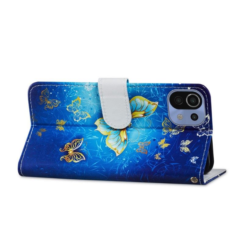 Folio-hoesje voor Xiaomi Mi 11 Lite 5G NE / Mi 11 Lite / Mi 11 Lite 5G Anti-fall Gouden Vlinder