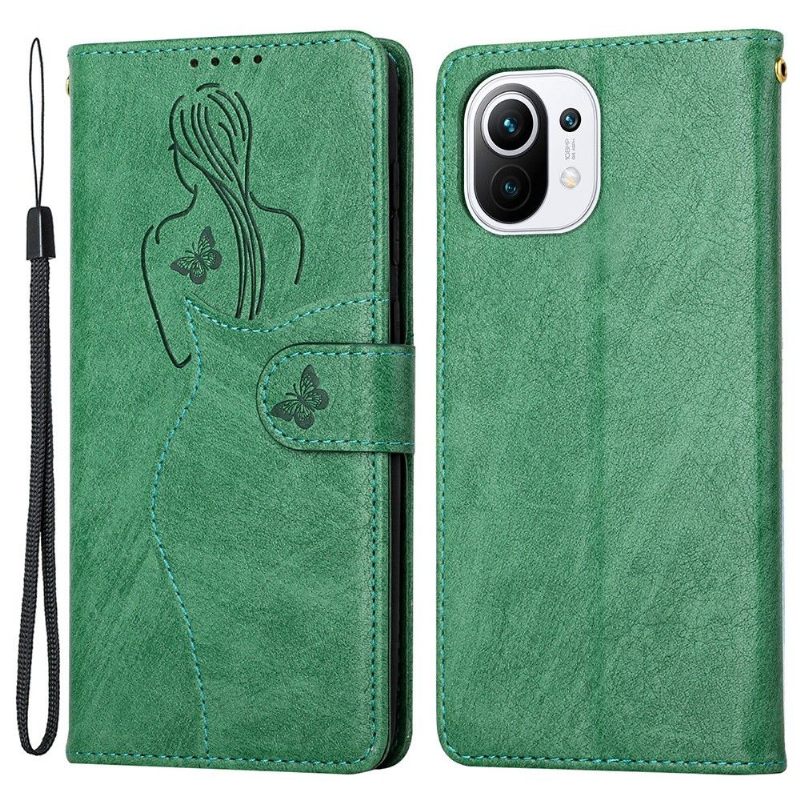 Folio-hoesje voor Xiaomi Mi 11 Lite 5G NE / Mi 11 Lite / Mi 11 Lite 5G Anti-fall Premium Illustratie Meisje