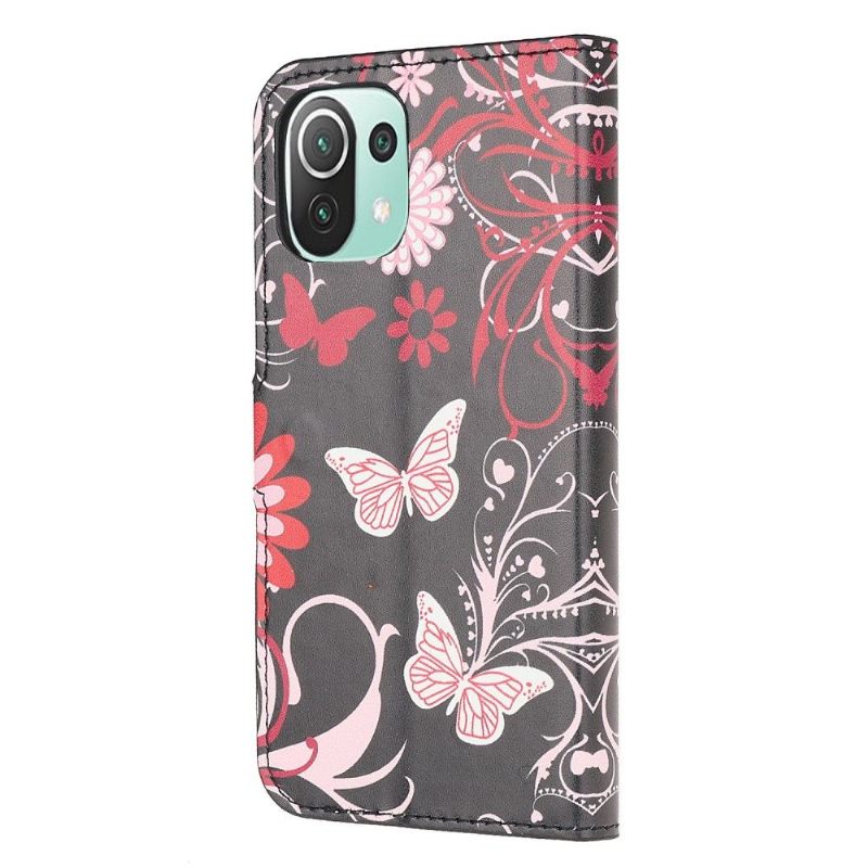 Folio-hoesje voor Xiaomi Mi 11 Lite 5G NE / Mi 11 Lite / Mi 11 Lite 5G Anti-fall Vlinders En Bloemen