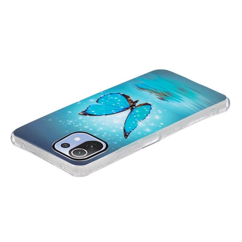 Hoesje voor Xiaomi Mi 11 Lite 5G NE / Mi 11 Lite / Mi 11 Lite 5G Lichtgevende Blauwe Vlinder