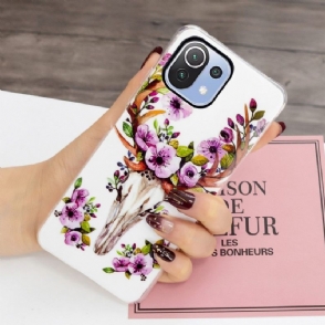Hoesje voor Xiaomi Mi 11 Lite 5G NE / Mi 11 Lite / Mi 11 Lite 5G Lichtgevende Herten En Bloemen