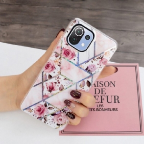 Hoesje voor Xiaomi Mi 11 Lite 5G NE / Mi 11 Lite / Mi 11 Lite 5G Marmer En Bloemen