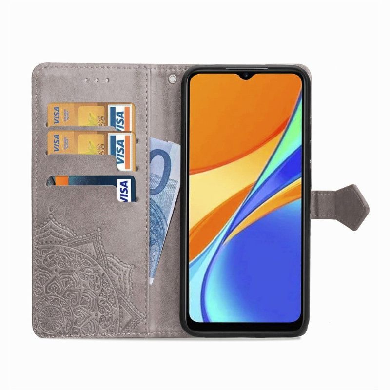 Folio-hoesje voor Xiaomi Redmi 9C Mandala Van Kunstleer Met Reliëf