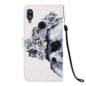 Folio-hoesje voor Xiaomi Redmi Note 7 Schedel Bloemen