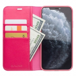 Folio-hoesje voor iPhone 11 Pro Max Anti-fall Klassiek Echt Leer - Roze