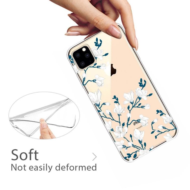 Hoesje voor iPhone 11 Pro Max Anti-fall Witte Bloemen