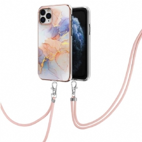 Hoesje voor iPhone 11 Pro Max Met Koord Gekleurd Marmer