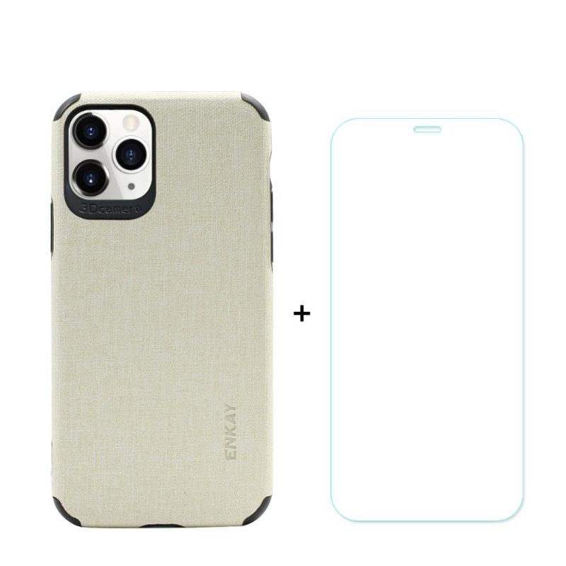 Telefoonhoesje voor iPhone 11 Pro Max Bescherming Canvaseffect + Film Van Gehard Glas