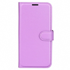 Folio-hoesje voor Moto G73 5G Klassiek Litchi-leereffect