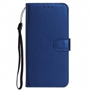 Leren Hoesje voor Moto G73 5G Met Ketting Effen Met Bandje